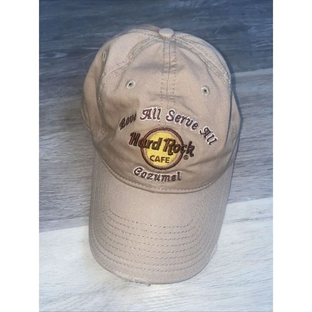 HARD ROCK CAFE Cozumel ALL IS ONE ADJUSTABLE STRAPBACK BASEBALL HAT/CAP, BEIGE